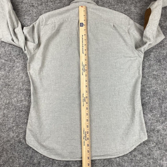 J. Crew Shirt Men Medium Gray Flannel Leather Elbow Patches - Picture 10 of 11